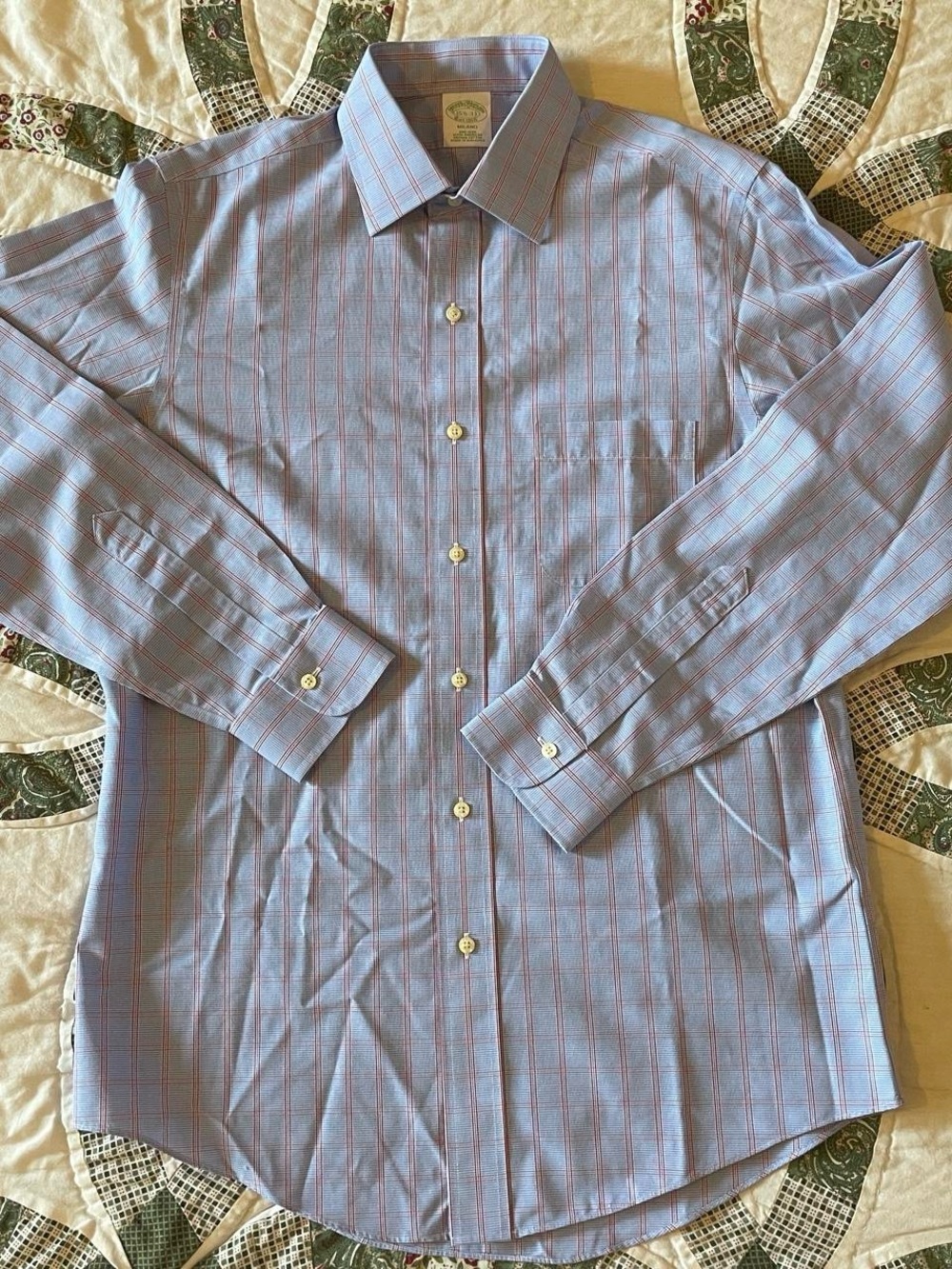 Brooks Brothers Milano Blue Red Plaid Supima Cotton Button Down 15 1/2 - 33